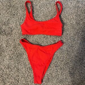 PacSun Red Ribbed Two-Piece Bikini
